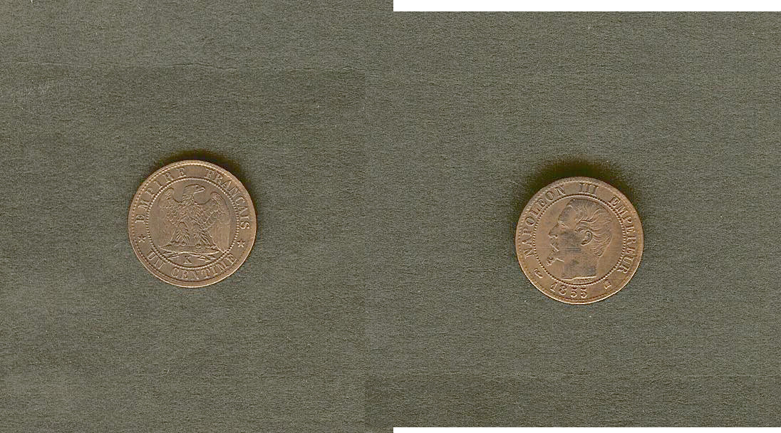 Un centime Napoléon III, tête nue 1855 Bordeaux TTB+